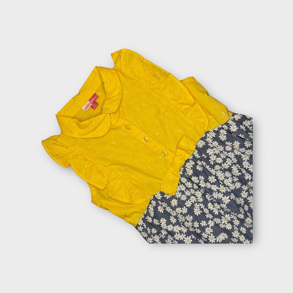 Penelope Mack Daisy Print Chambray Ruffle Dress - Picture 2 of 3